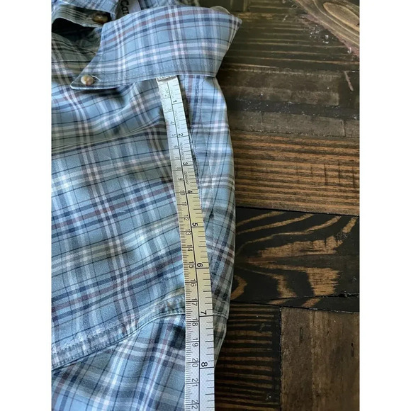 Carhartt 100% Cotton Button Down Men’s Medium Blue Brown Country Western Aztec - Picture 9 of 10